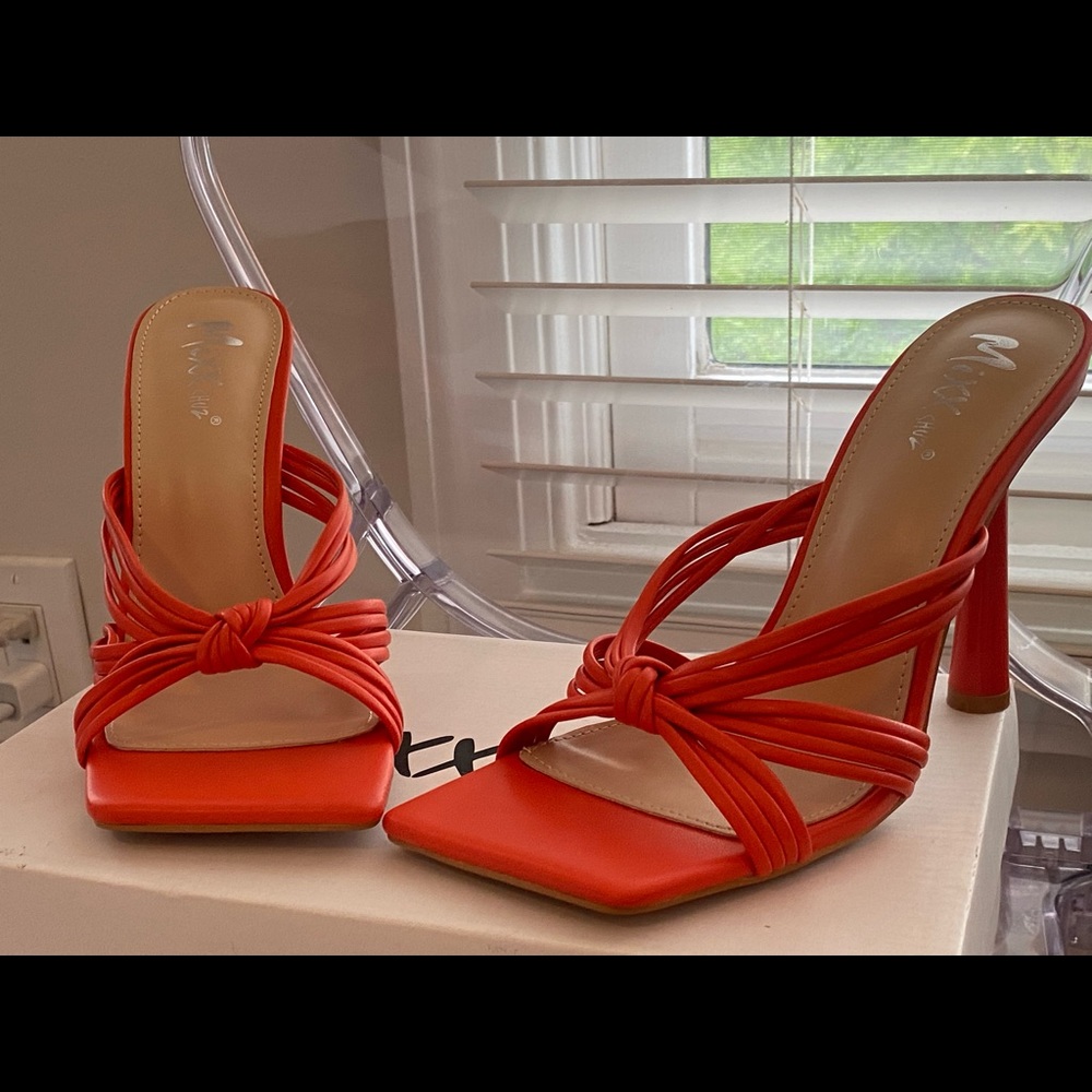 Orange strappy mules